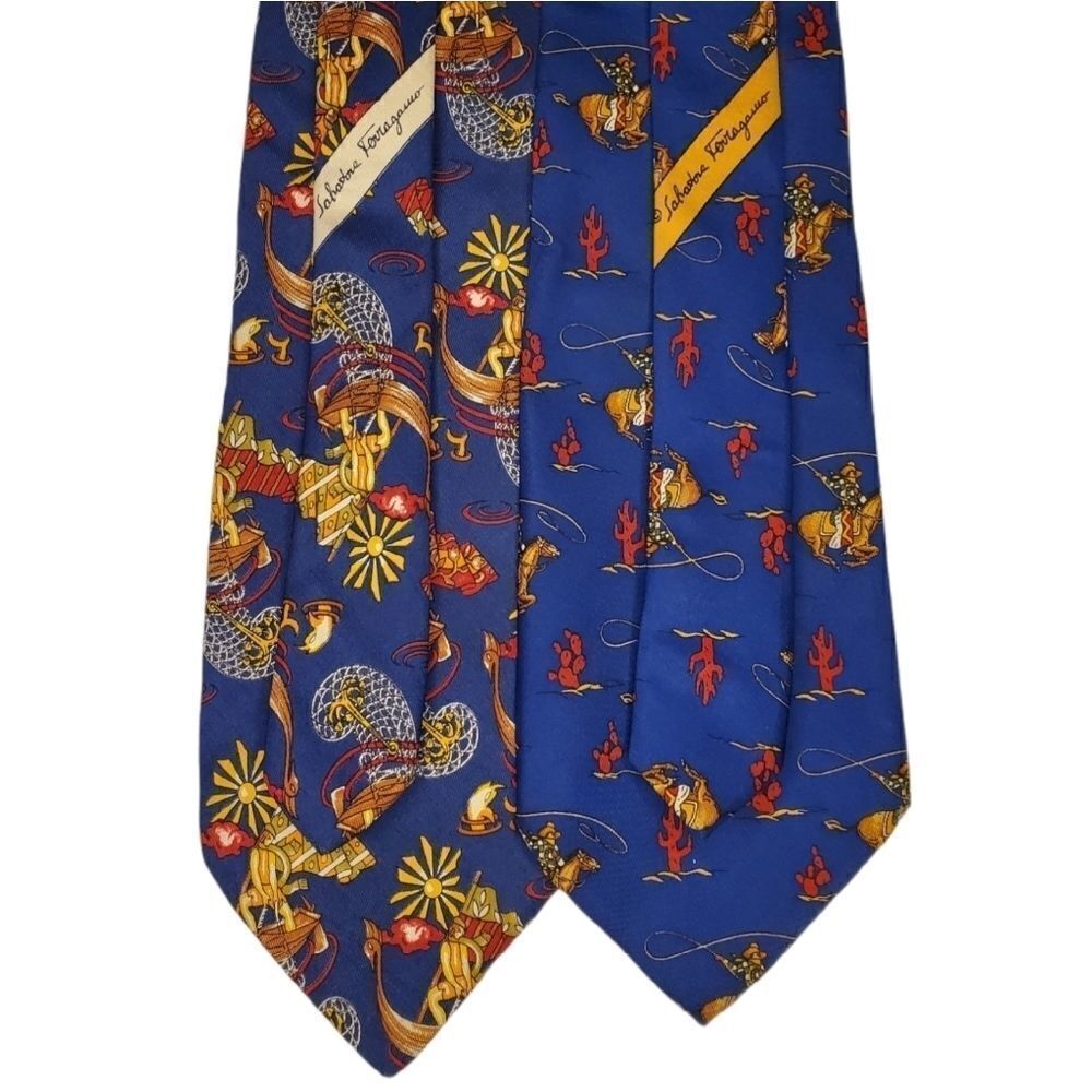 2 Salvatore Ferragamo ties made in Italy 100%silk - Picture 1 of 11